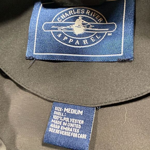 Three Fox Vineyards Unisex Full Zip Windbreaker Jacket Coat Black Tan Medium‎ - Picture 11 of 11